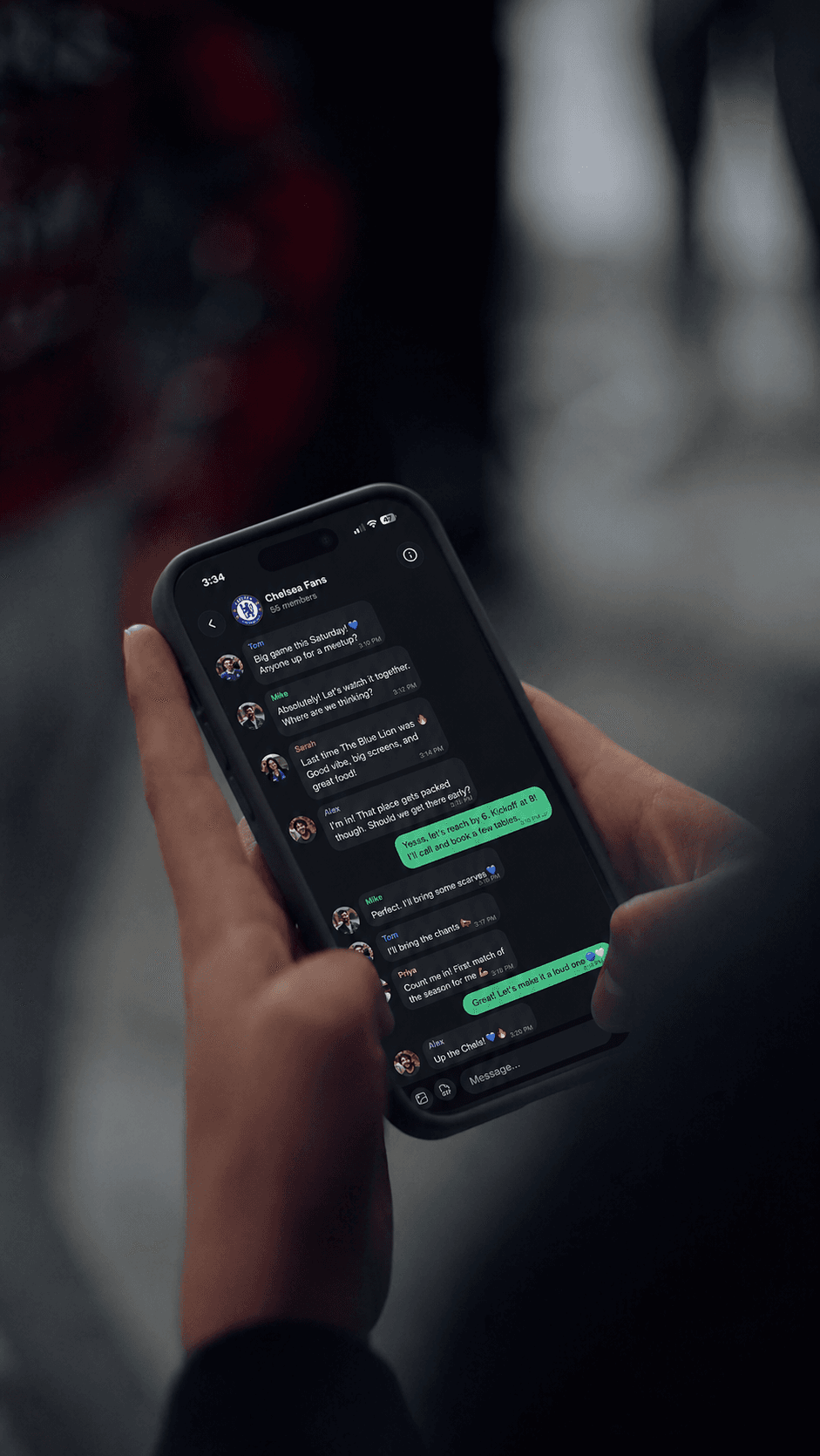 A fan using the SportBuddy app on a phone